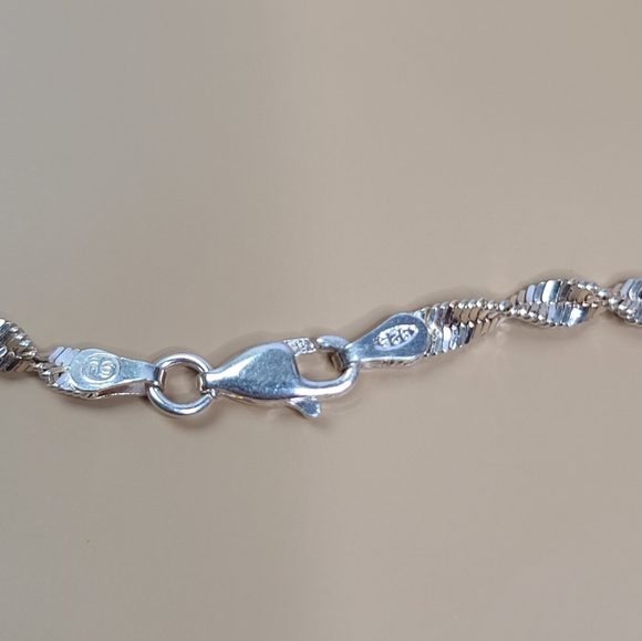 Sterling Silver Twisted Chain Necklace Delicate 18" Vintage Retro Unique - Picture 10 of 13